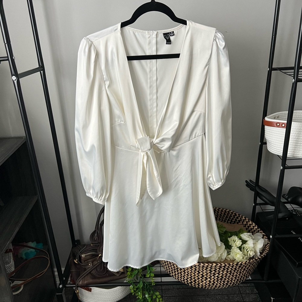White mini silk dress
